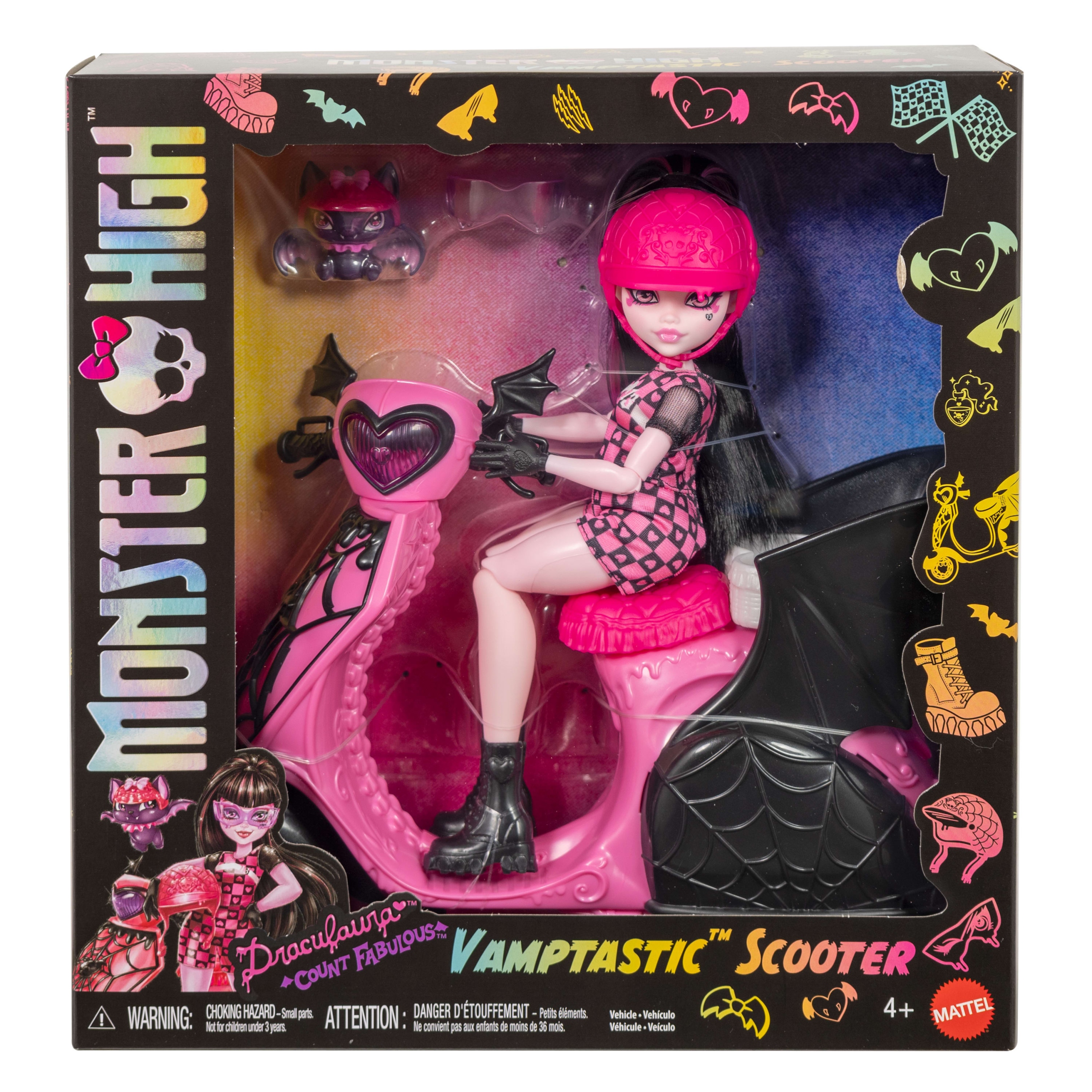Sada bábik Monster High Vampire Scooter a Draculaura